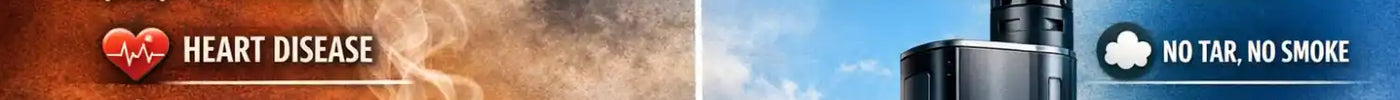 Comparison of smoking risks like tar and lung cancer against vaping benefits, addressing the question: is vape worse than cigarettes by highlighting that vapes are less harmful with no tar or smoke.