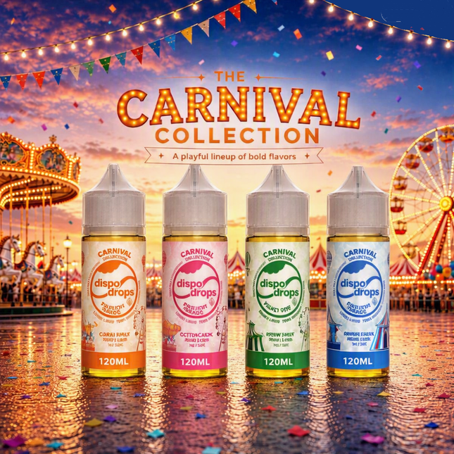 Dispo Drops Carnival Collection Flavour Shots | Long Fill | 30ml in 120ml