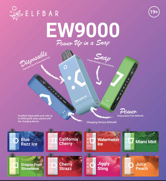 Elf Bar EW9000 – Disposable Pods | 5% Nic Salt (without extended battery addon)