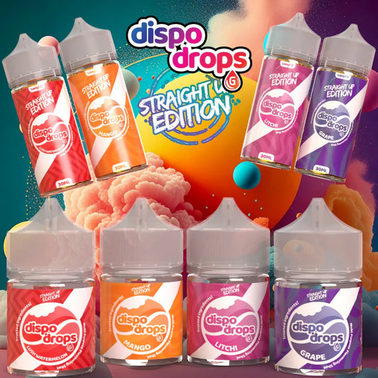 Dispo Drops Straight Up Edition Salt/MTL Flavour Shot | Long Fill | 30ml in 60ml Bottle