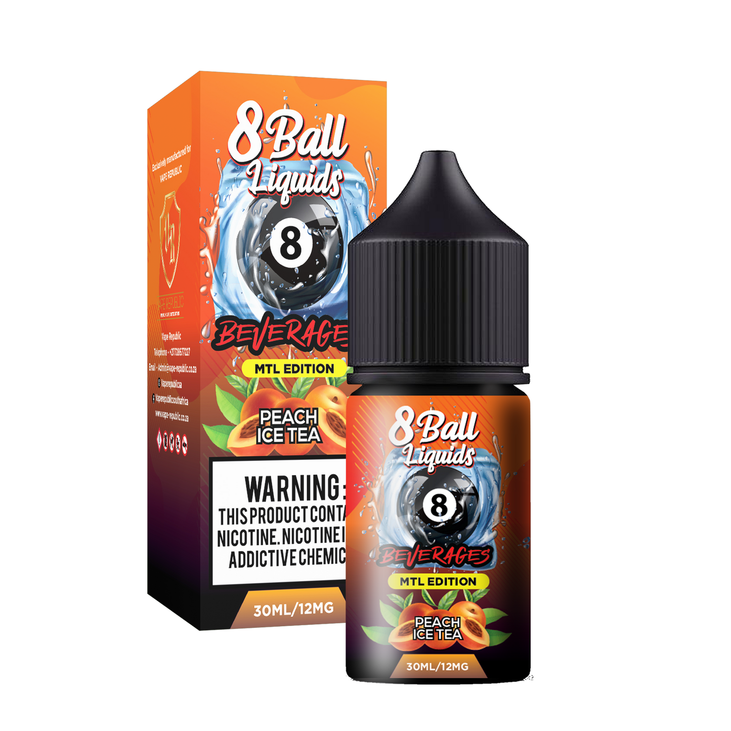 8 Ball - Peach Ice Tea | MTL | 12mg | 30ml