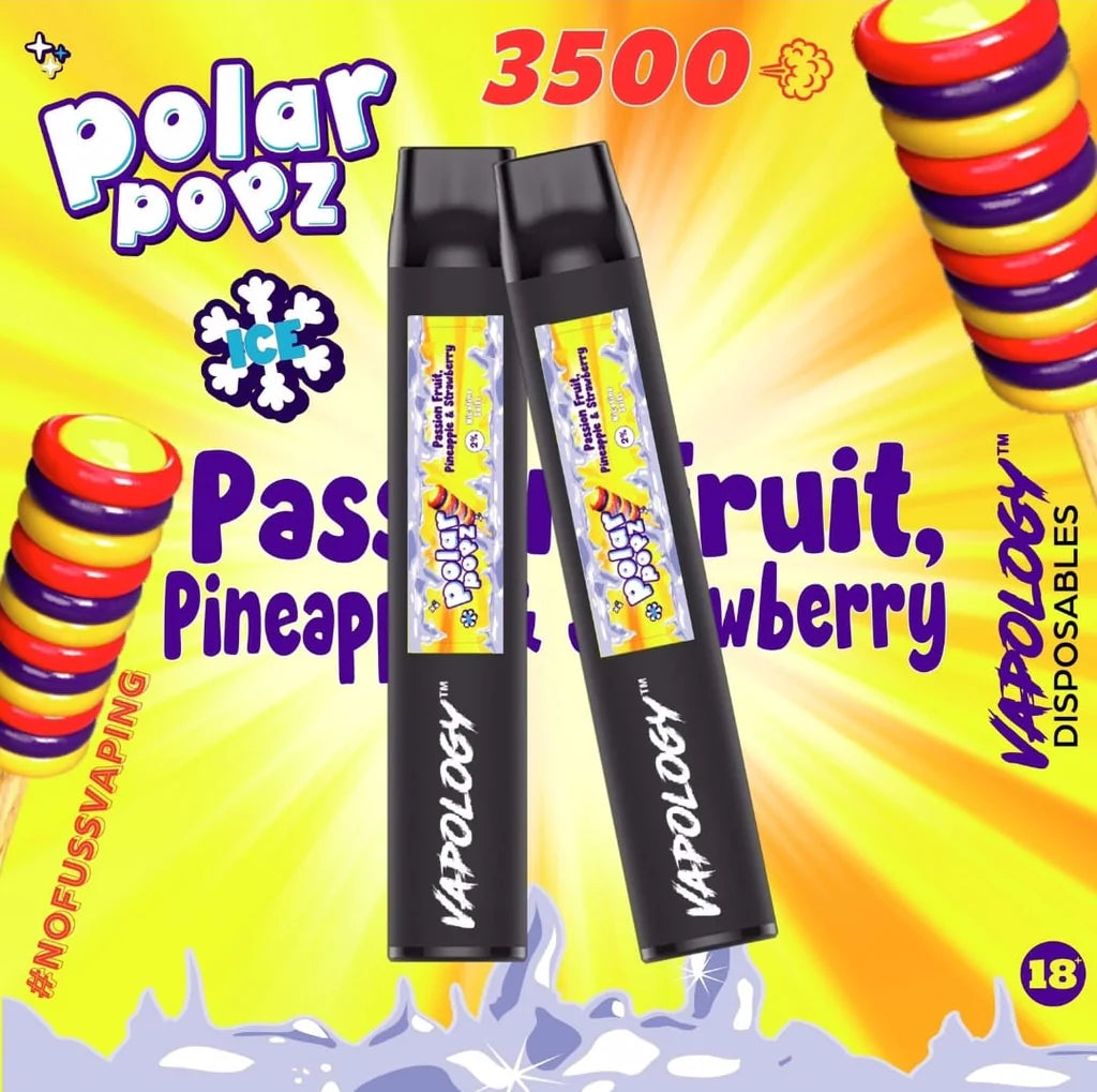 Vapology Polar Popz Bar - Passion Pine Strawberry Disposable | 3500 Puffs | 2% or 5% Nic Salt